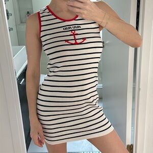 MIU MIU ANCHOR STRIPED DRESS